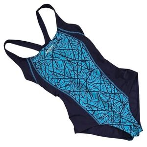Roots 73 Women's Blue Geometric Racerback Cutout One Piece Swimsuit 6